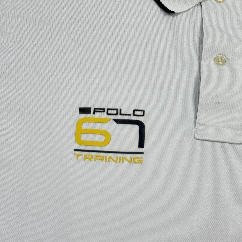 Polo Ralph Lauren Polo Shirt Mens Large White Short Sleeve Polo 67 Training Logo